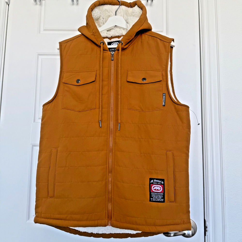 Ecko Unltd Sleeveless Sherpa Lined Puffer Vest Winter Travel quilted Mens Size M